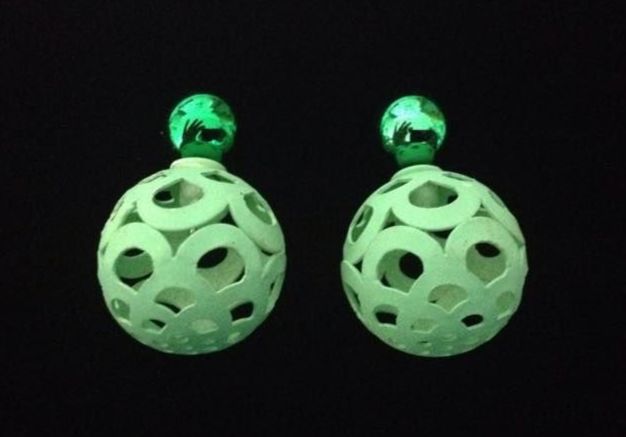 *No.502 Green Filigree Double Sided Bead Stud Earrings