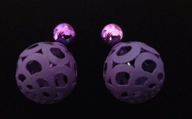 *No.506 Purple Filigree Double Sided Bead Stud Earrings