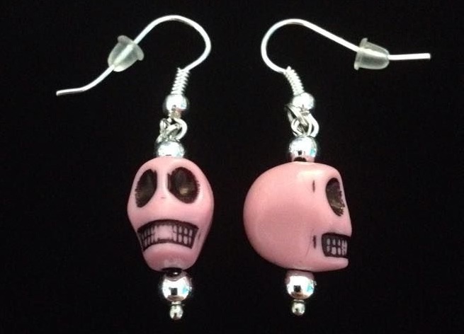 *No.838 Light Pink Skull Earrings