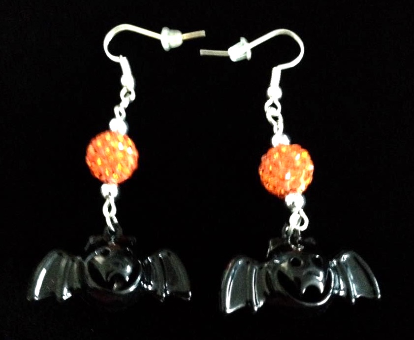 *No.922 Bat Bell and Disco Ball Earrings