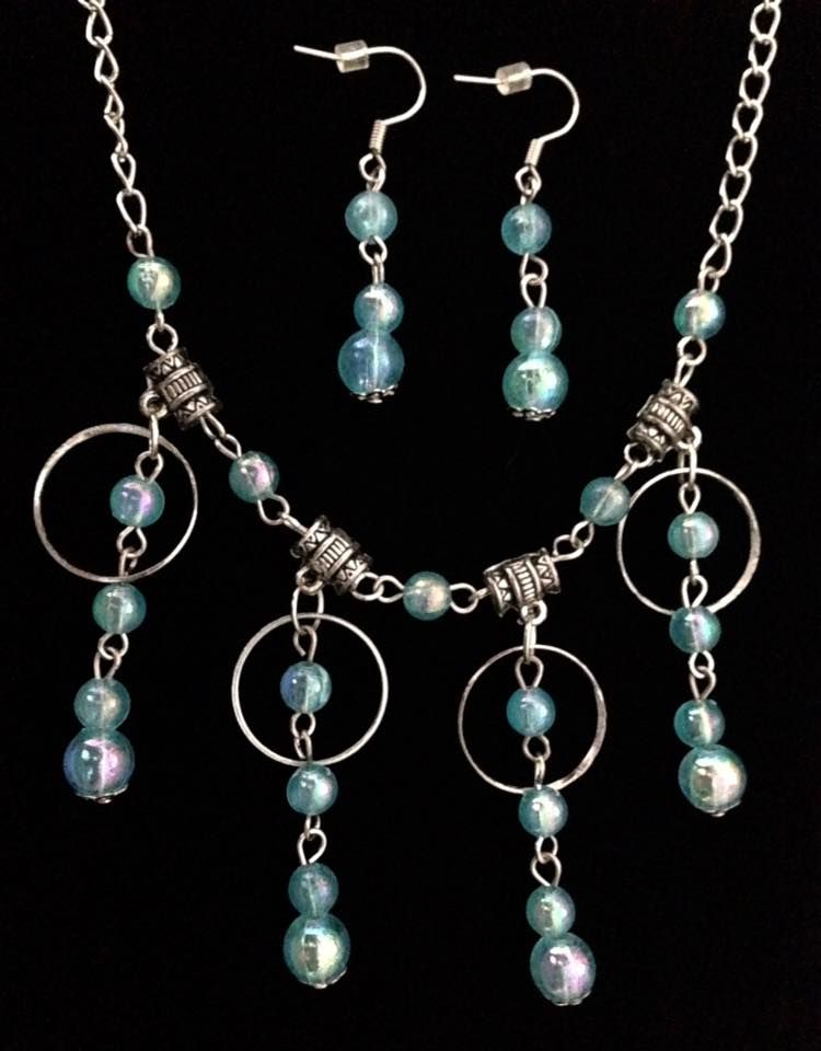 No.19 Silver and Blue Bead Jewellery Set