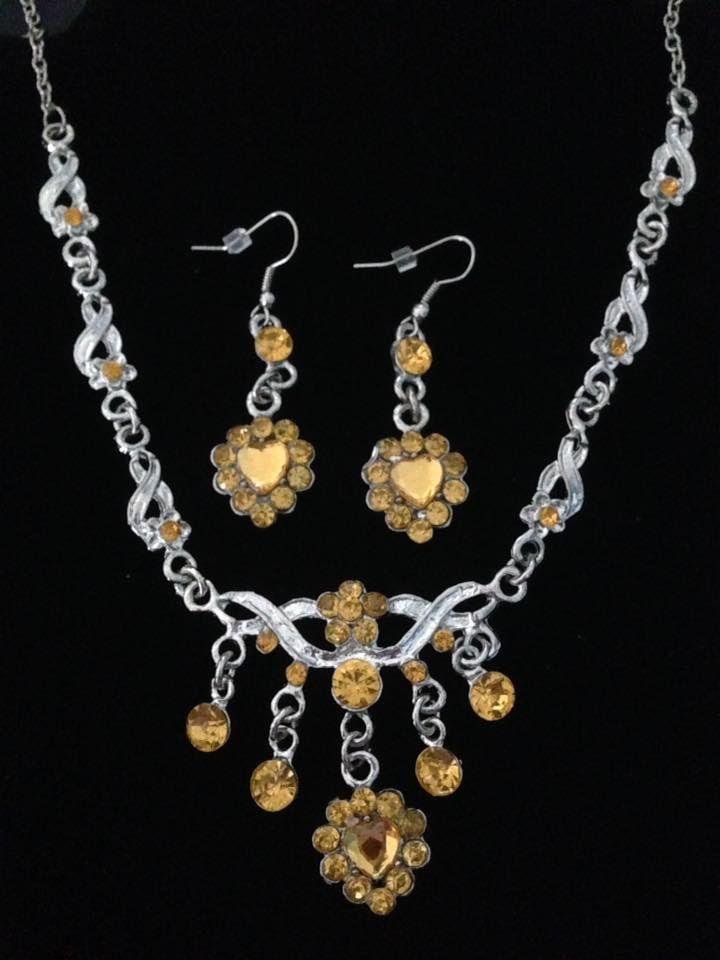 No.24 Yellow Heart Flower Jewellery Set