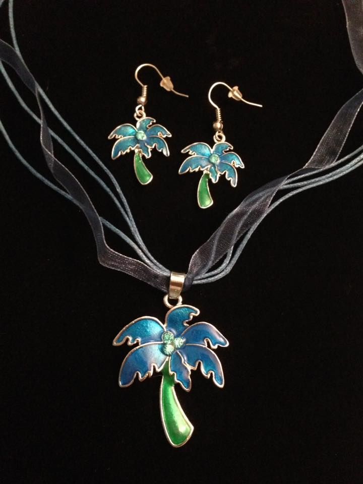 No.52 Blue Palm Tree Jewellery Set