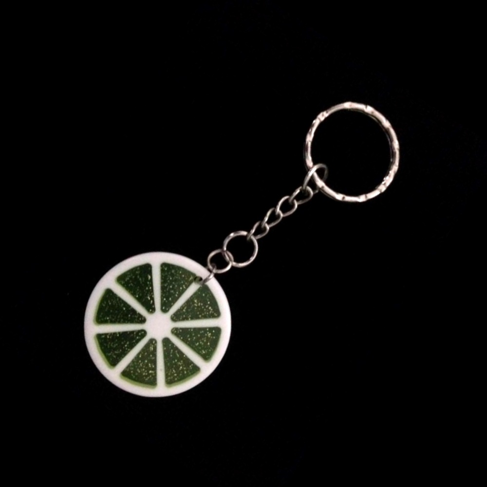 No.40 Glittery Lime Slice Keyring