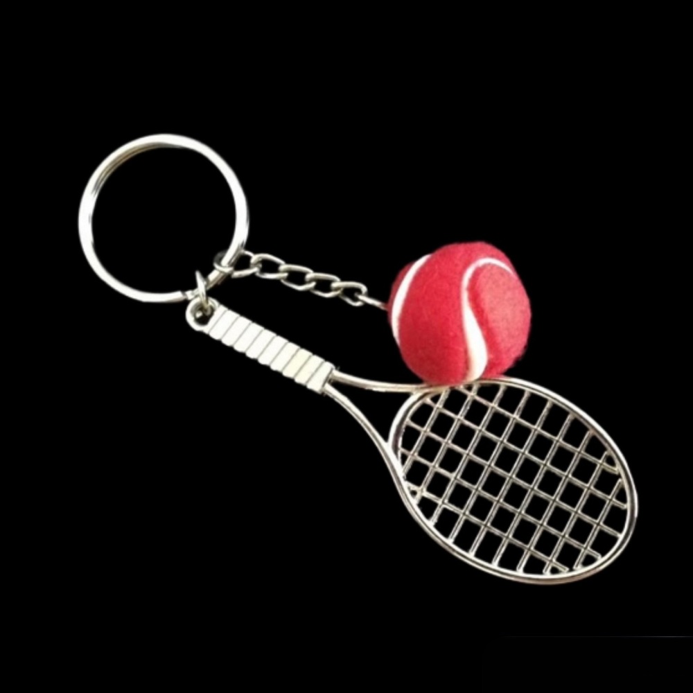 No.6 Tennis Racket and Red Ball Keyring