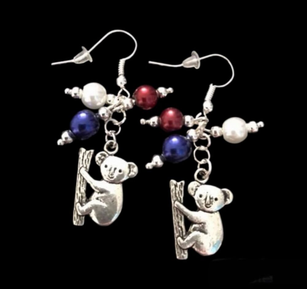 *No.387 Koala and Bead Earrings
