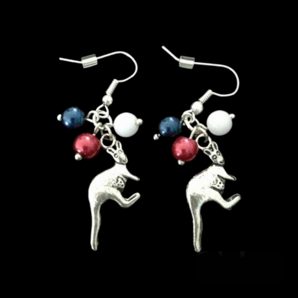 *No.420 Kangaroo and Bead Earrings