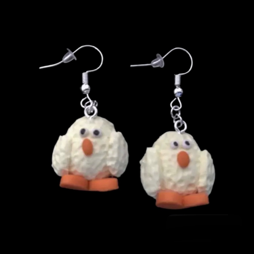*No.1228 Light Yellow Fluffy Chick Earrings