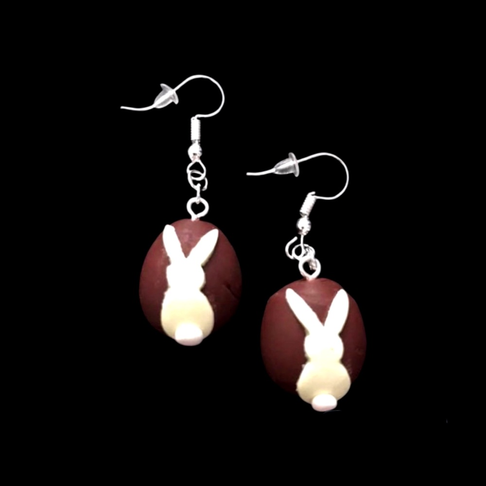 *No.1237 Yellow Rabbit Easter Egg Earrings