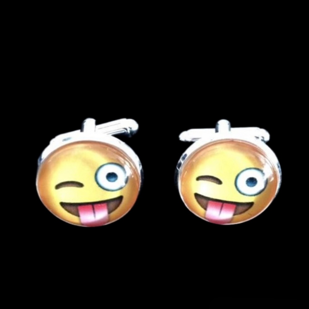 No.35 Tongue Hanging Out and Winking Emoji Cufflinks