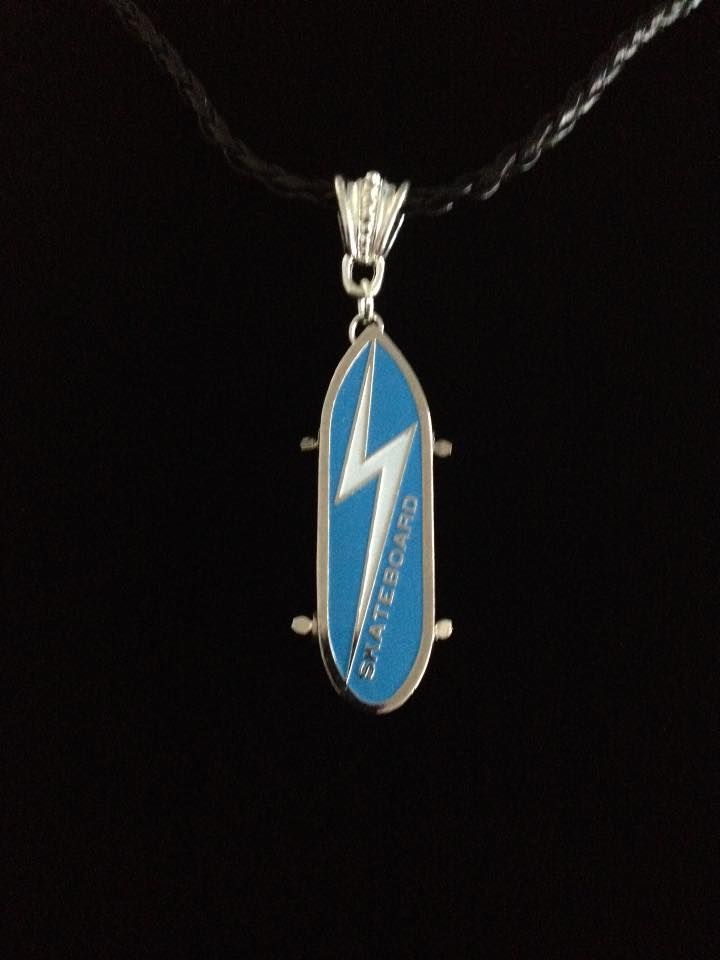 No.117 Blue and White Skateboard Necklace