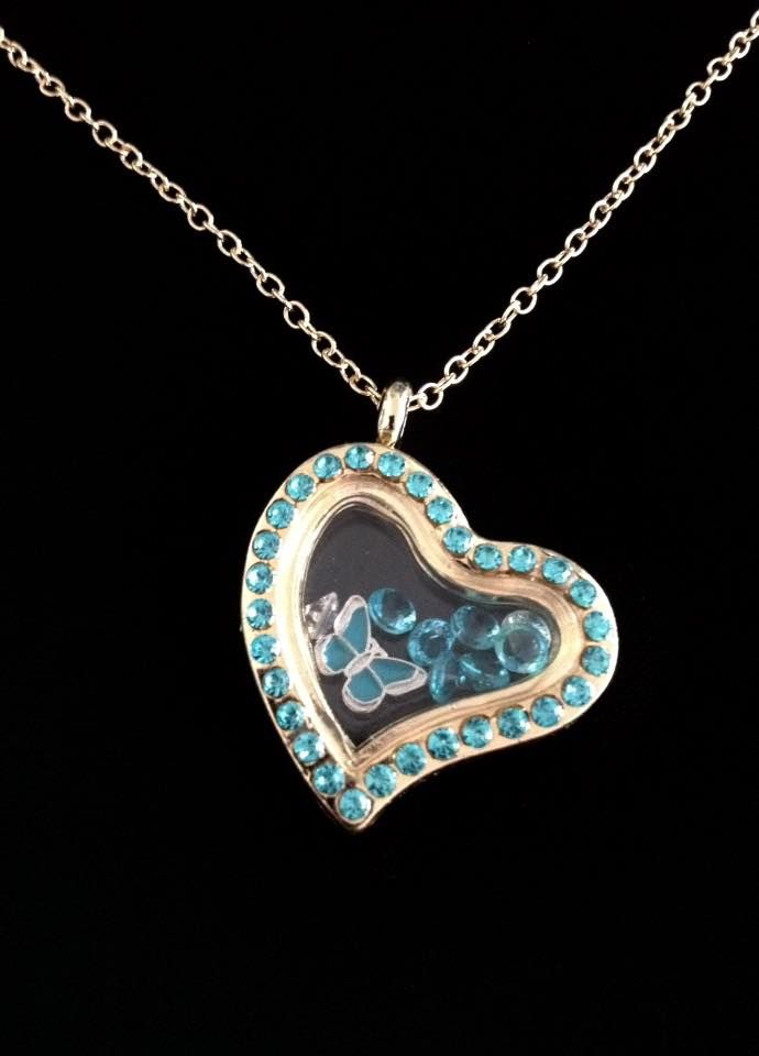 No.16 Blue and Gold Butterfly Floating Charm Necklace