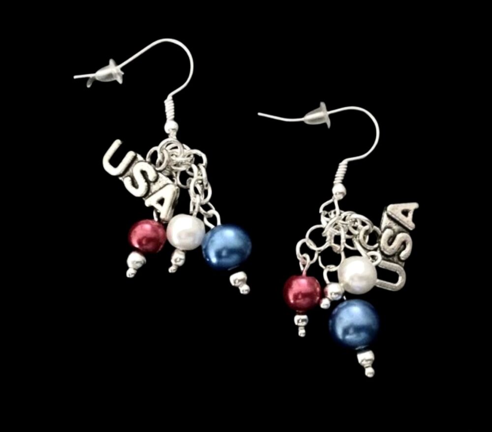*No.129 USA Charm and Bead Earrings