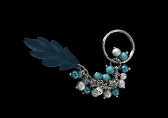 No.2 Turquiose and Silver Leaf Keychain