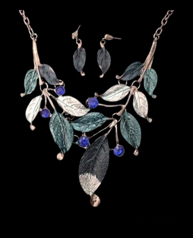 No.21 Shades of Blue Leaf Jewellery Set