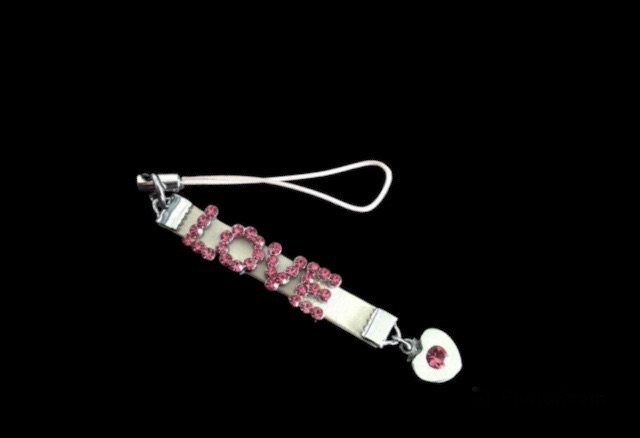No.20 Pink, White and Silver Love Lanyard