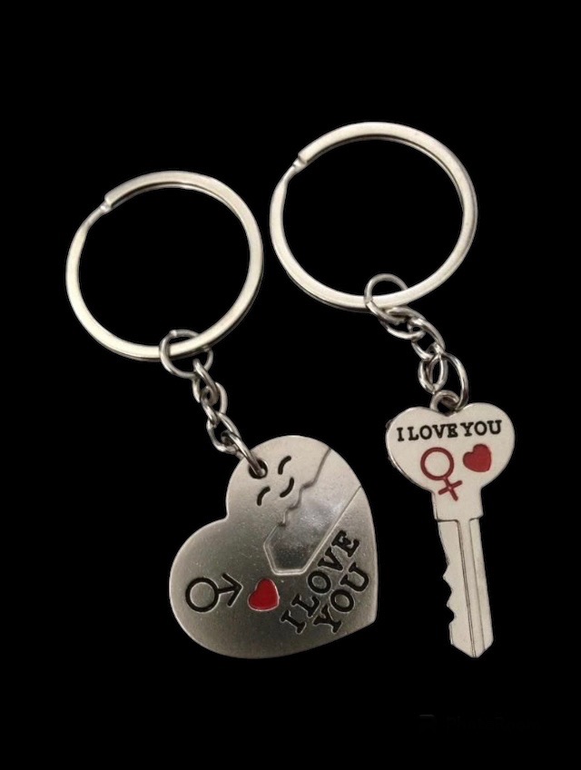 No.26 Set of 2 Heart and Key Keyrings