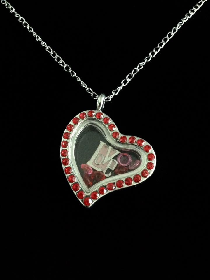 No.37 Red and Silver Love Floating Charm Necklace