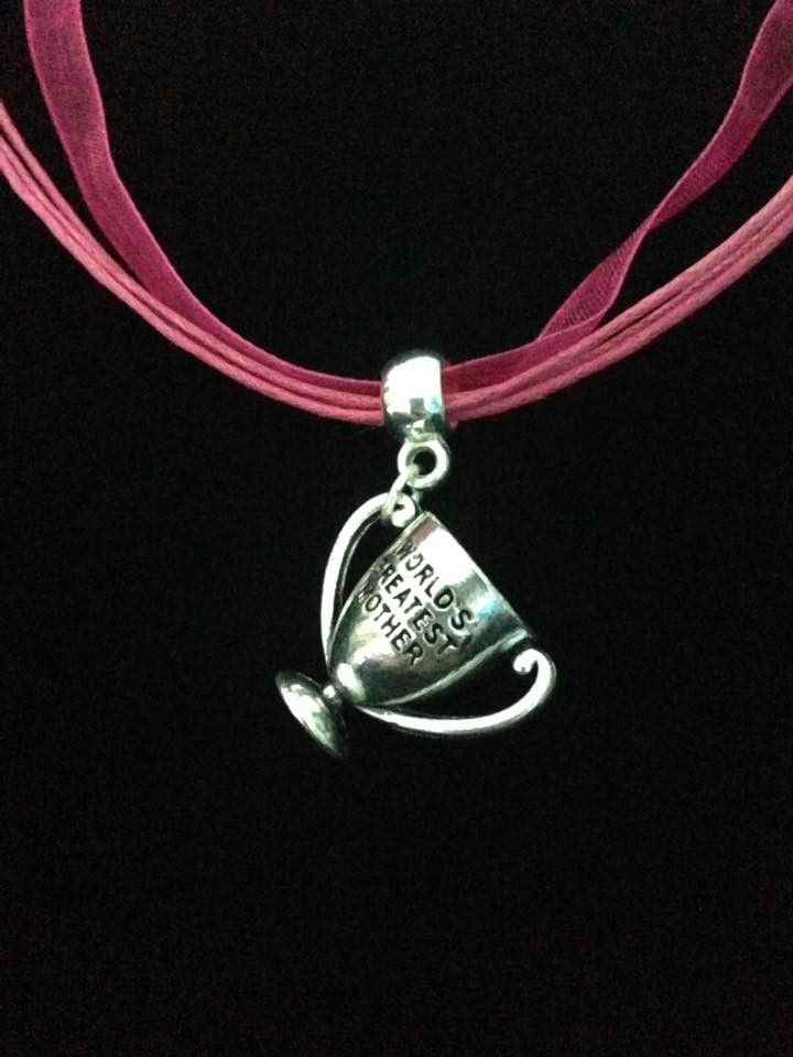 No.38 Dark Pink 'Worlds Greatest Mother' Trophy Cup Necklace