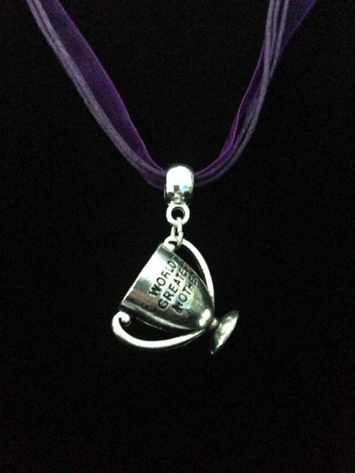 No.39 Purple 'Worlds Greatest Mother' Trophy Cup Necklace