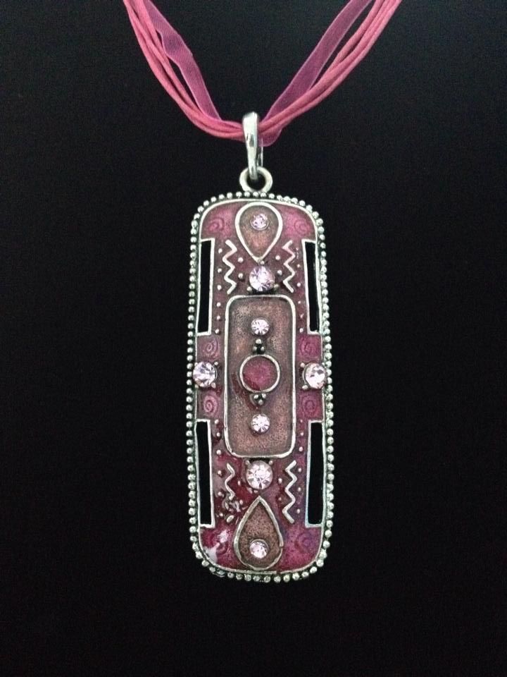 No.42 Shades of Pink Oblong  Pendent Necklace