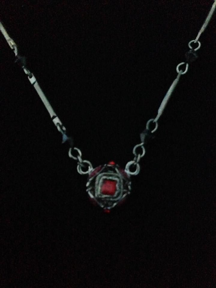 No.55 Black and Red Square Dainty Necklace