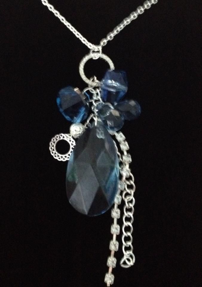 No.101 Silver Chain and Blue Bead  Necklace