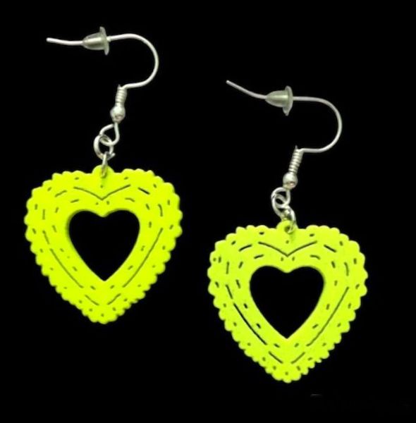*No.268 Yellow Wooden Heart Earrings