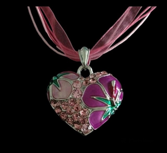 No.706 Pink Heart and Flower Necklace
