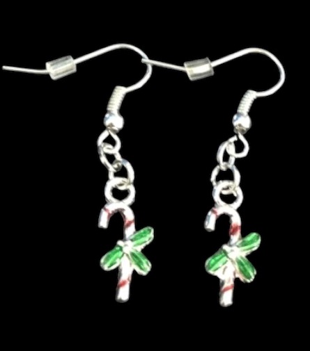 *No.1106 Mini Christmas Candy Cane Earrings