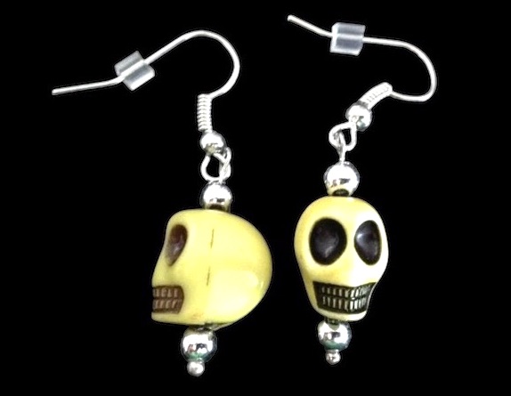 *No.802 Greeny Lemon Skull Earrings