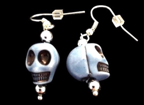 *No.804 Faded Blue Skull Earrings