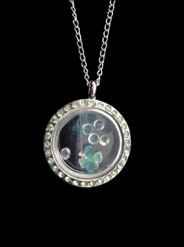 No.23 Green St Patricks Day Themed Floating Charm Necklace