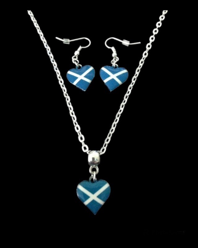 No.8 Scottish Flag Heart Jewellery Set