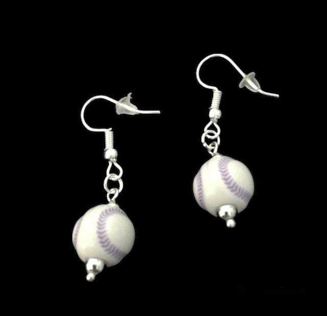 *No.137 Purple Baseball Earrings