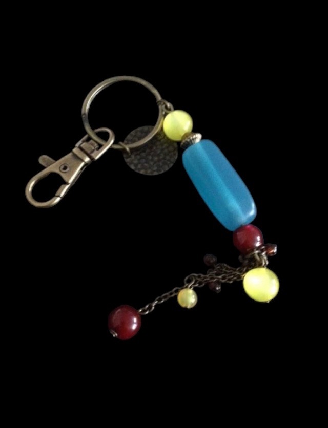 No.7 Multicoloured Bead Keyring
