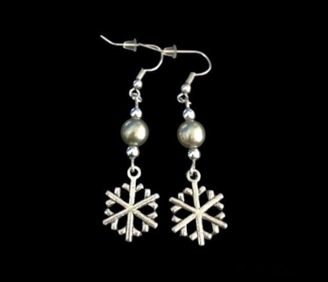 *Snowflake and Silver Bead Earrings