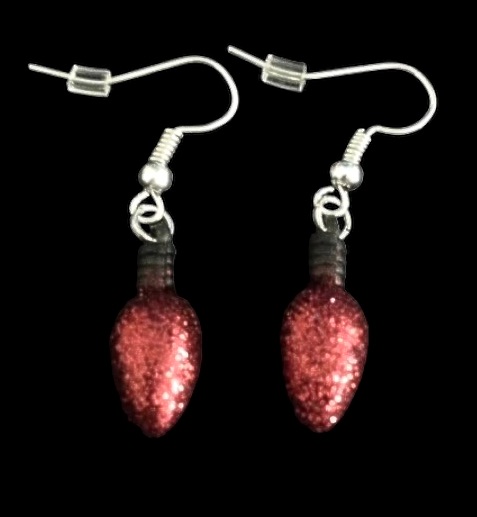 *No.1118 Glittery Red Christmas Light Earrings