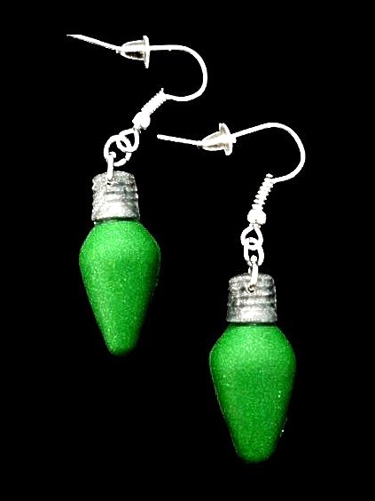 *No.1128 Green Christmas Light Earrings