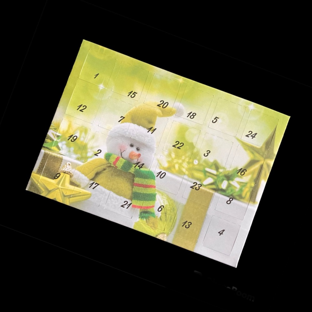 24 Day Snowman and Presents Landscape Advent Calendar in Green and White
