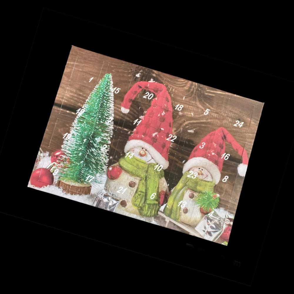 24 Day Two Snowman Landscape Advent Calendar in Red, Green, White and Brown