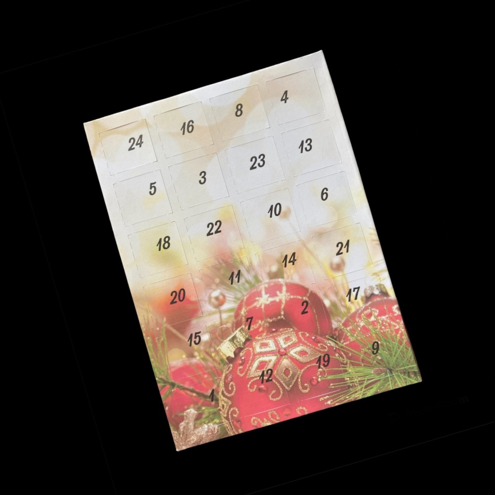 24 Day Baubles Portrait Advent Calendar in Red and Gold