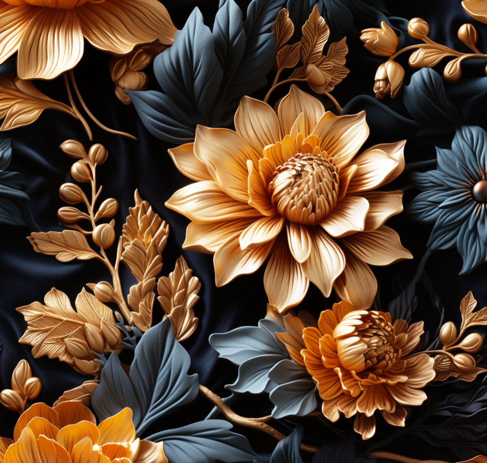 3D Black and Gold Floral Card Design