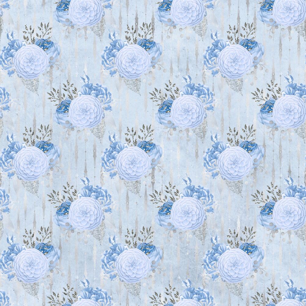 Blue and Silver Floral Card Design