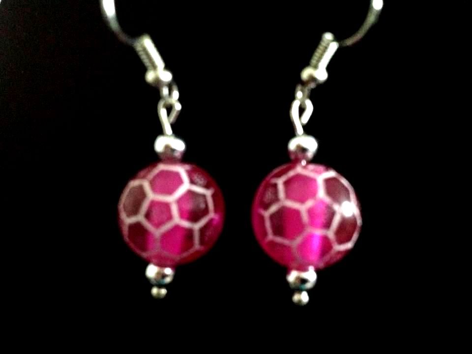 *No.2 Dark Pink Football Earrings