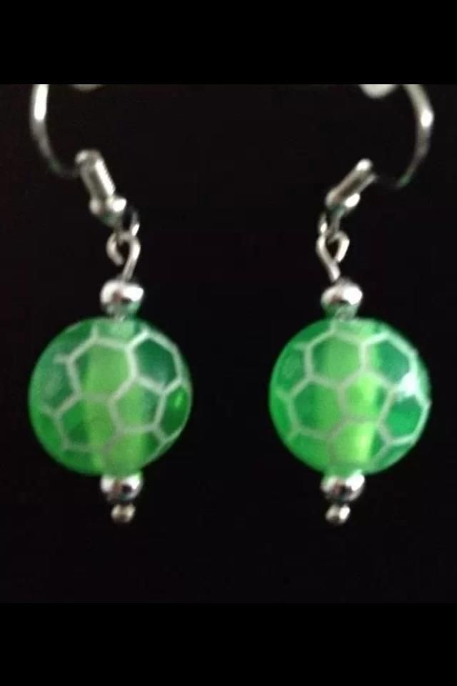 *No.3 Green Football Earrings