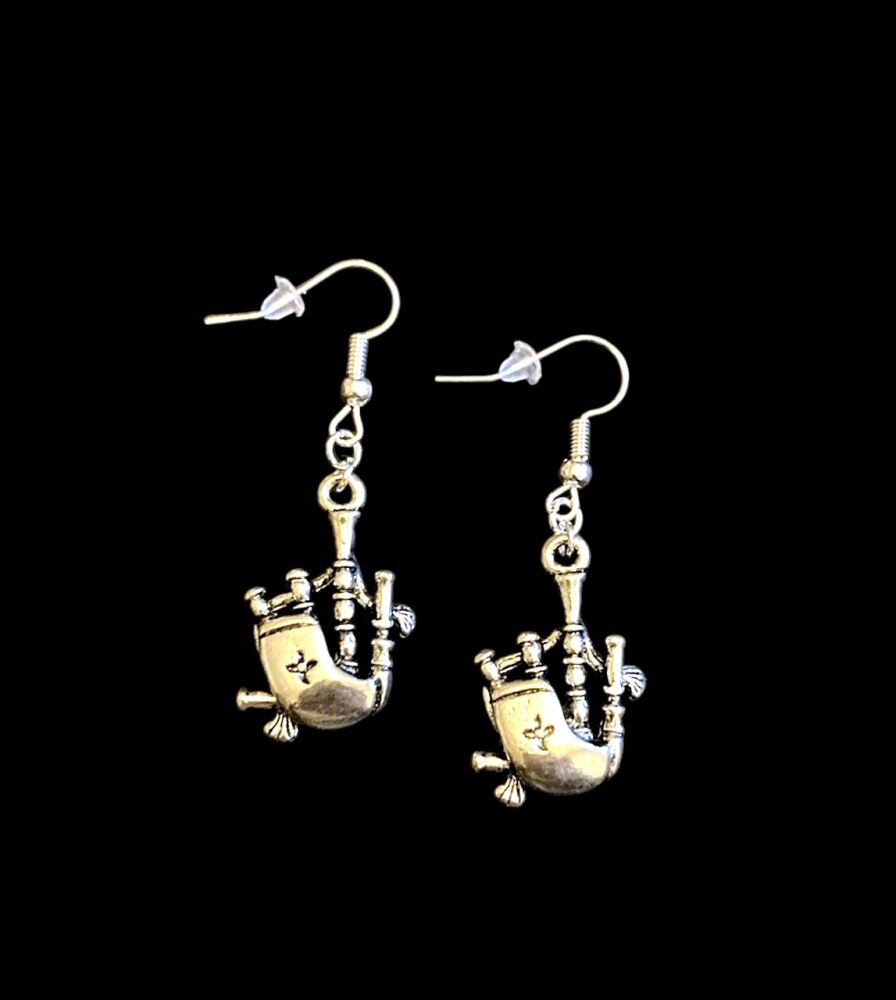 *Tibetan Silver Bagpipe Earrings