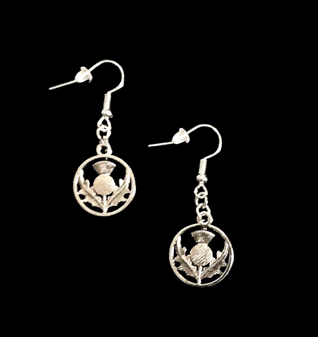 *Tibetan Silver Round Thistle Earrings