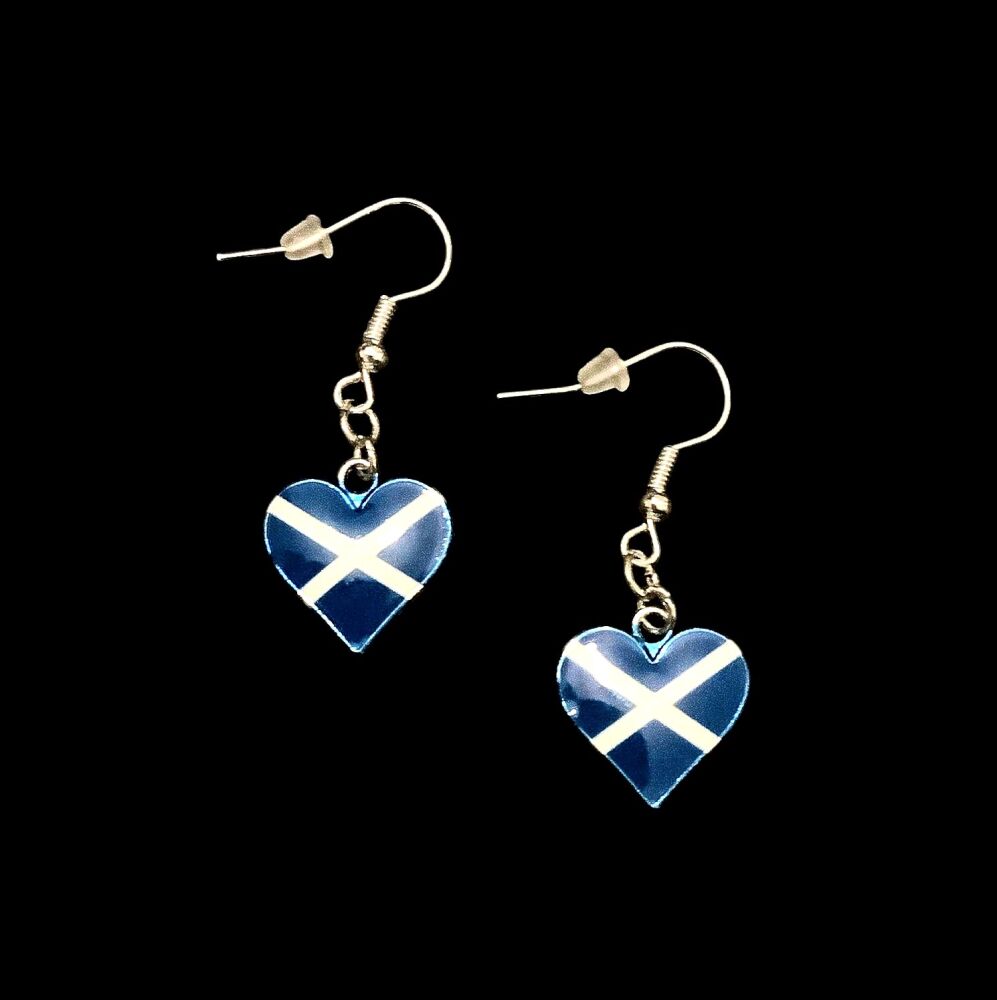 *Scottish Flag Heart Earrings
