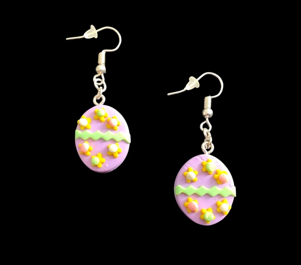 *Pink Easter Egg Charm  Earrings